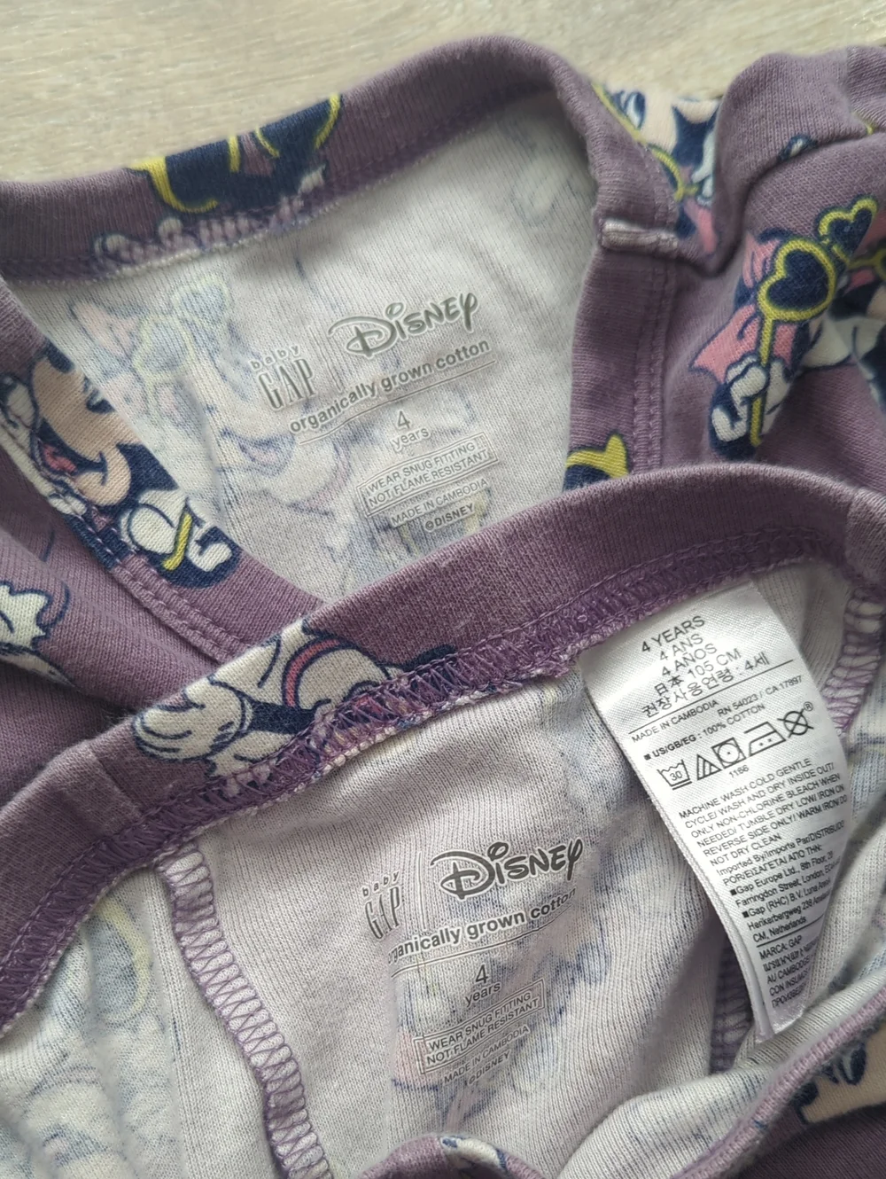 Disney x Gap Mauve Minnie Mouse Long Sleeve Organic Cotton Pajama Set